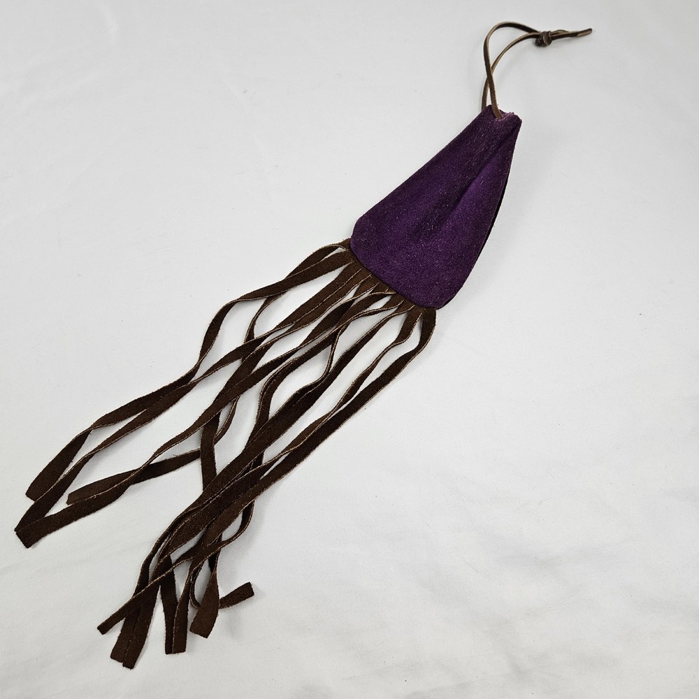 Vintage Suede Leather Medicine Bag Pouch Fringe Drawstring Native Style Boho
